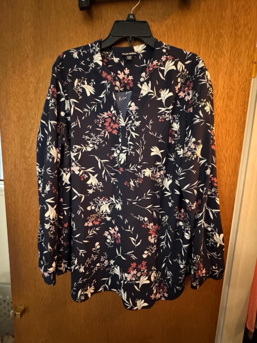 Hilary Radley Navy Floral Long-Sleeve Tunic